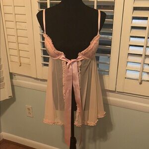 Victoria's Secret Pink Sheer Babydoll with Lace Trim